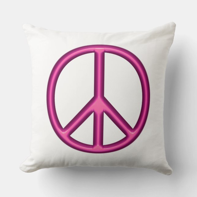 Pink Peace Sign Throw Pillow (Front)