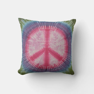 Pink Peace Sign Tie Dye American MoJo Pillow