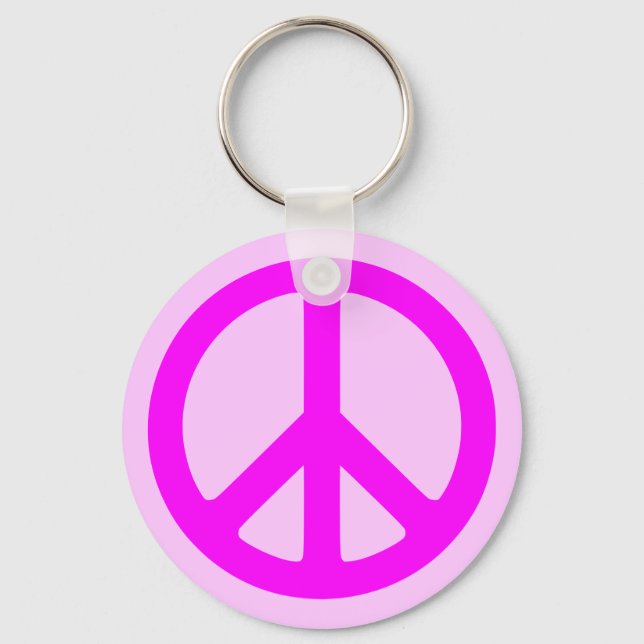 Pink Peace Symbol Keychain (Front)