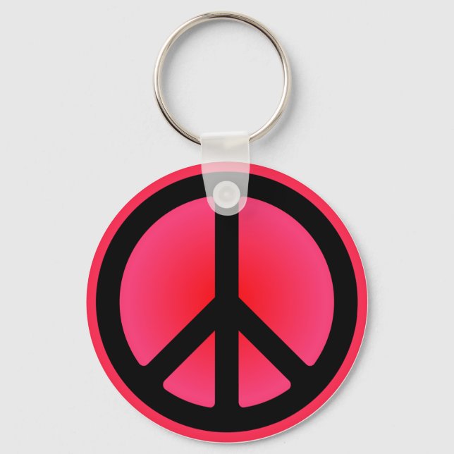 Pink Peace Symbol Keychain (Front)