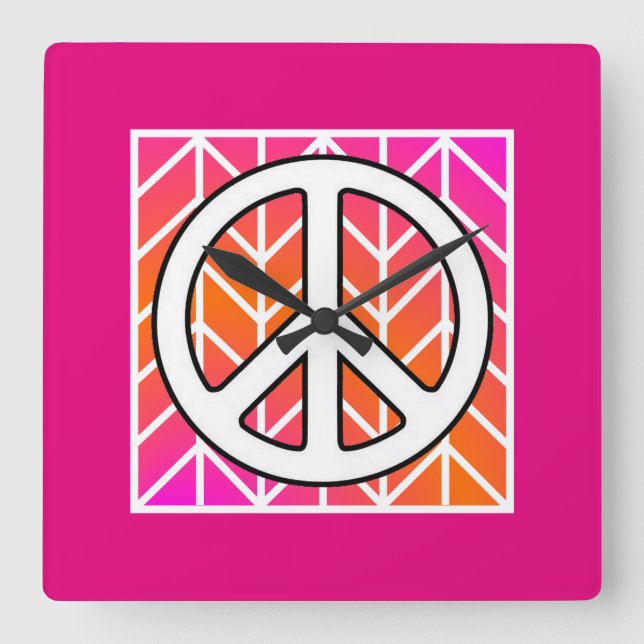 Pink Peace Wall Clock (Front)