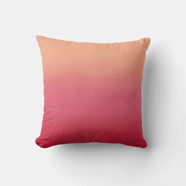 Pink & Peach Abstract Fall Colors Ombre Throw Pillow (Front)