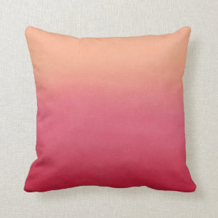 Pink & Peach Abstract Fall Colors Ombre Throw Pillow