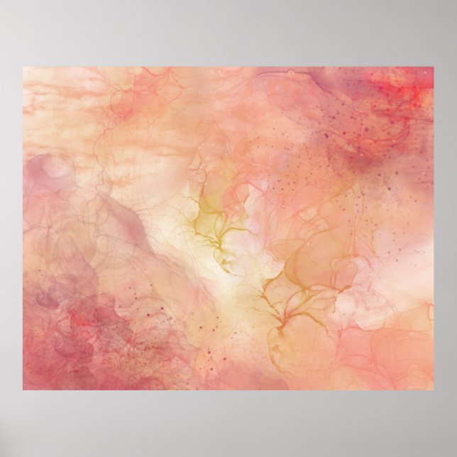 Pink Peach Abstract Ink Painting  Poster (Front)