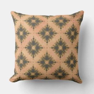 Pink, Peach, and Bronze Diamond Burst Pattern Throw Pillow