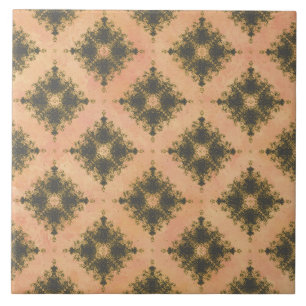 Pink, Peach, and Bronze Diamond Burst Pattern Tile