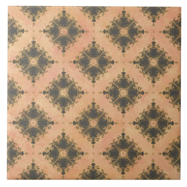 Pink, Peach, and Bronze Diamond Burst Pattern Tile (Front)