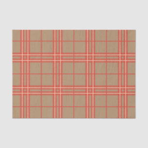 Pink, Peach and Brown Plaid Tissue Paper