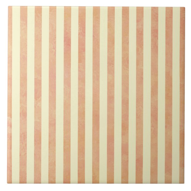 Pink, Peach, and Cream Stripes Pattern Tile (Front)