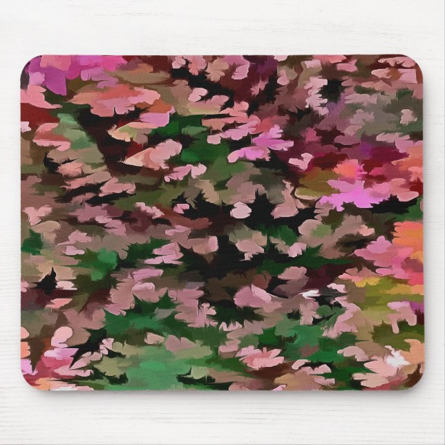Pink, Peach and Green Camouflage Pattern Mouse Pad (Front)