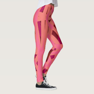 Pink Peach Brown Art Deco Valentine’s Day Fun Gift Leggings