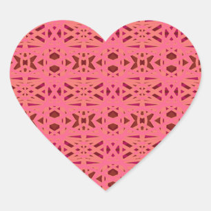 Pink Peach Brown Art Deco Valentine’s Day Gift Fun Heart Sticker