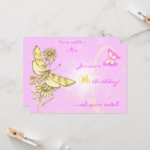 Pink Peach Butterfly Invitation Card