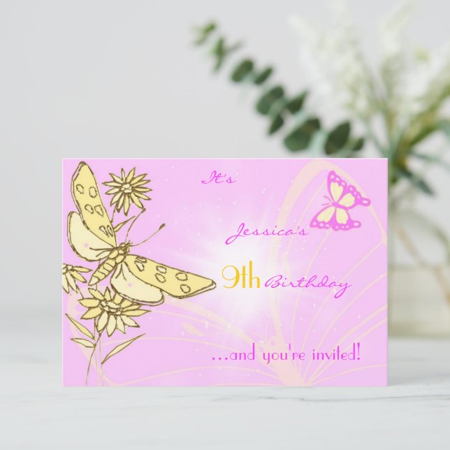 Pink Peach Butterfly RSVP Card (Standing Front)