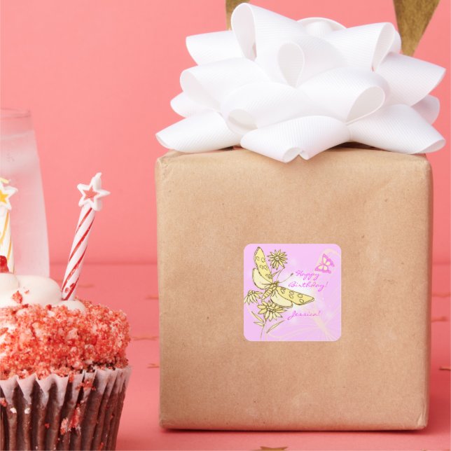 Pink Peach Butterfly Sticker (Party)