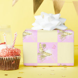 Pink Peach Butterfly Wrapping Paper