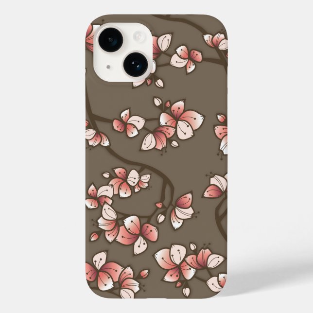 Pink Peach Cherry Blossom Elegant Sakura Floral Case-Mate iPhone Case (Back)