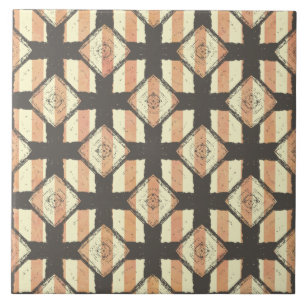 Pink, Peach, Cream & Bronze Striped Cross Pattern Tile