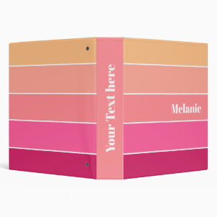 Pink Peach Custom Summer Colour Block Stripes Binder