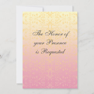 Pink Peach Damask Custom Wedding Invitation