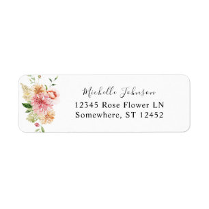 Pink & Peach Floral & Greenery Adresse de retour 2