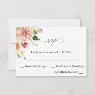 Pink & Peach Floral & Greenery no Meal RSVP V2