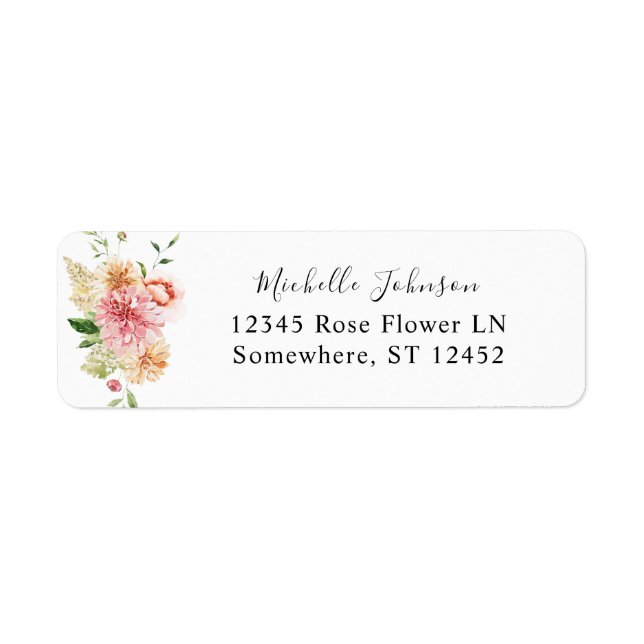 Pink & Peach Floral & Greenery Return Address 2 (Front)