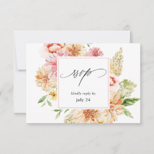 Pink & Peach Floral & Greenery w Meal RSVP 2 White