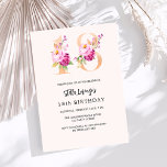 Pink peach floral numbers gold 18th birthday invitation<br><div class="desc">A modern,  stylish and glamourous invitation for a 18th birthday party.  A peach coloured background.  Decorated with foral numbers in faux gold and pink.  The name is written with a modern hand lettered style script.  Personalize and add your party details.</div>