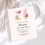 Pink peach florals 21st birthday budget invitation<br><div class="desc">A modern,  stylish and glamourous invitation for a 21st birthday party.  A peach coloured background.  Decorated with foral numbers in faux gold and pink.  The name is written with a modern hand lettered style script.  Personalize and add your party details. 

1 sheet = 1 invitation printed edge to edge.</div>