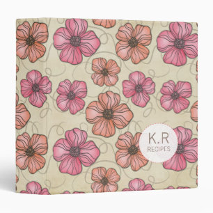 Pink & Peach Flowers Pattern Recipe Binder