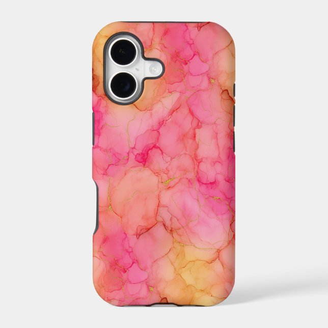 Pink Peach Gold Alcohol Ink Marble (Back)