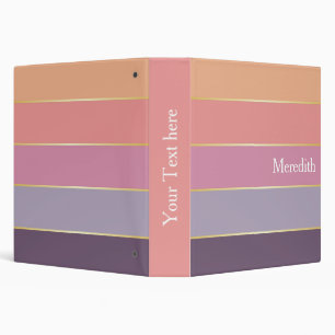 Pink Peach gold Custom Summer Colour Block Stripes Binder