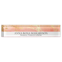 *~ Pink Peach Gold Foil AP3 Desk Name Plate