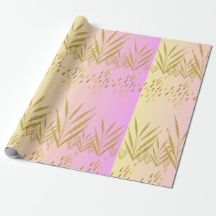 Pink&Peach Gradient Palm Leaf Wrapping Paper