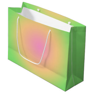 Pink Peach Green Gradient Ombre Aura  Large Gift Bag