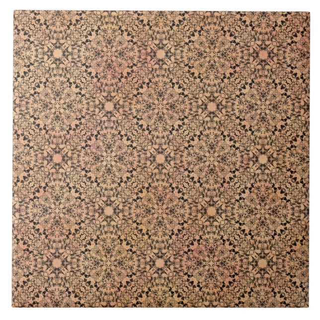 Pink, Peach, Grey, and Black Knit Pattern Tile (Front)