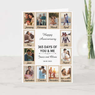 Pink & Peach Modern 1st Anniversary Photo Collage  Card