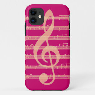 Pink peach music notes treble clef iphone 5 case