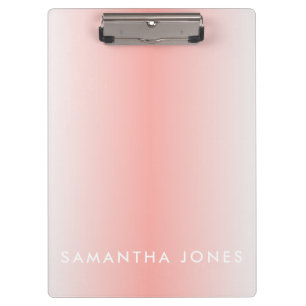 Pink Peach Ombre Simple Plain Personalize Own Name Clipboard
