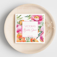 Pink peach orange peonies elegant bridal shower