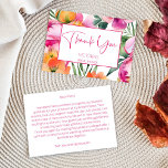 Pink peach orange peonies elegant bridal shower thank you card<br><div class="desc">Bold  pink magenta peach orange peonies elegant bridal shower thank you cards,  vibrant bold colours modern casual typography</div>