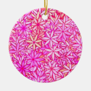pink, peach, orchid and coral flowers ceramic ornament