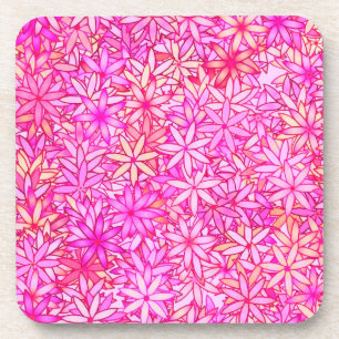 pink, peach, orchid and coral flowers coaster