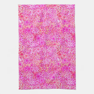 pink, peach, orchid and coral flowers kitchen towel
