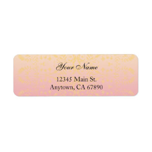 Pink Peach Pastel Damask Custom Address Labels