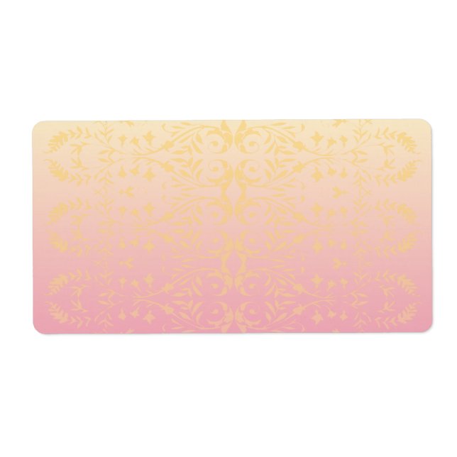 Pink Peach Pastel Damask Labels (Front)