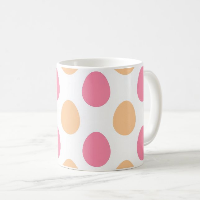Pink Peach Pastel Easter Eggs Pattern Coffee Mug (Front Right)