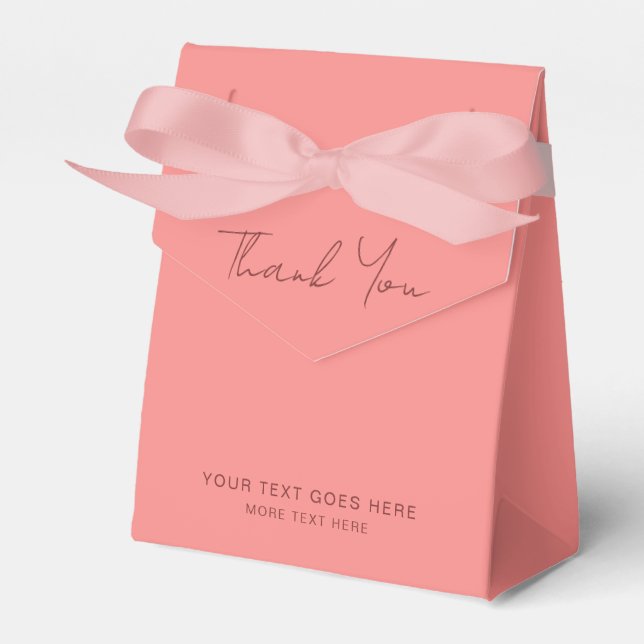 Pink Peach Solid Colour Thank You Handwritten Favor Box (Front Side)