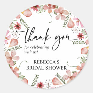 Pink Peach Thank You Round / Square Favour Sticker